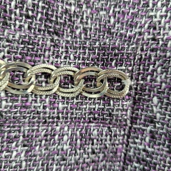10 ALFRED DUNNER Boss Babe purple metallic chain link trim tweed blazer jacket L - Picture 7 of 8